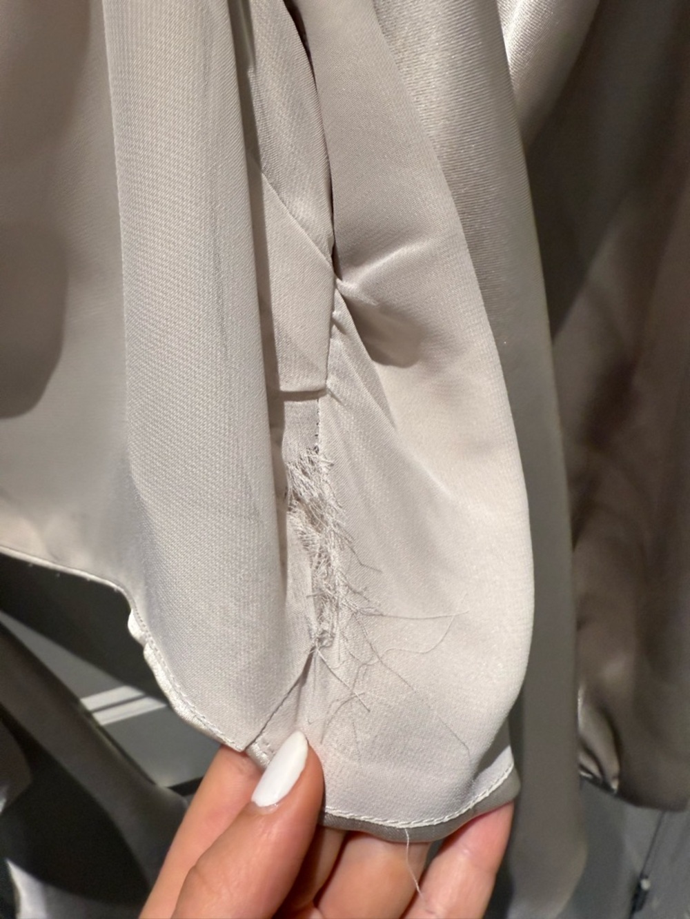 Dynamite Satin Scoop Tie-Back Blouse in Soft Cream - Picture 7 of 8